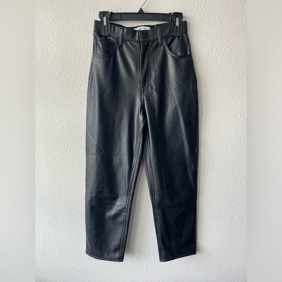 Abercrombie & Fitch Ultra High Rise Curve Love Leather Ankle Straight Pant - Picture 3 of 7